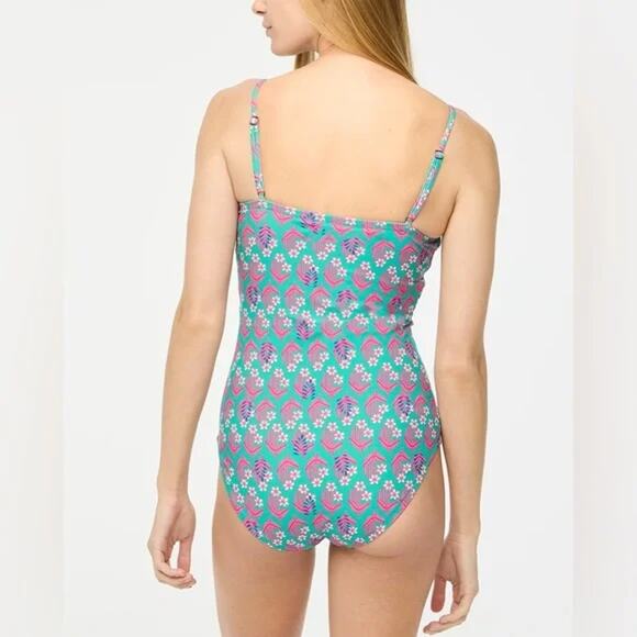 J. Crew Smocked Ella One Piece Swimsuit Resort Vacation Regal Rose Small - Picture 7 of 7